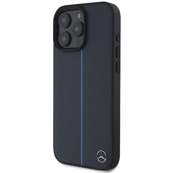 Mercedes MB Blue Line Leather MagSafe Case for iPhone 16 Pro Max - Navy Blue_1
