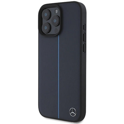 Mercedes MB Blue Line Leather MagSafe Case for iPhone 16 Pro Max - Navy Blue_1