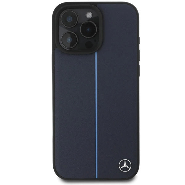 Mercedes MB Blue Line Leather MagSafe Case for iPhone 16 Pro Max - Navy Blue_2
