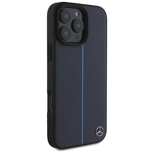 Mercedes MB Blue Line Leather MagSafe Case for iPhone 16 Pro Max - Navy Blue_3