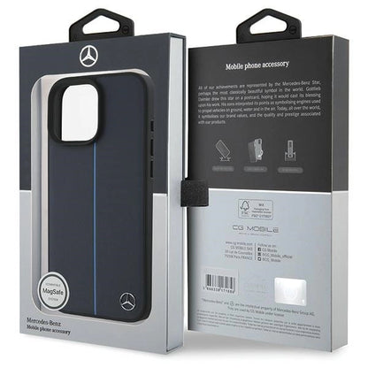 Mercedes MB Blue Line Leather MagSafe Case for iPhone 16 Pro Max - Navy Blue_7