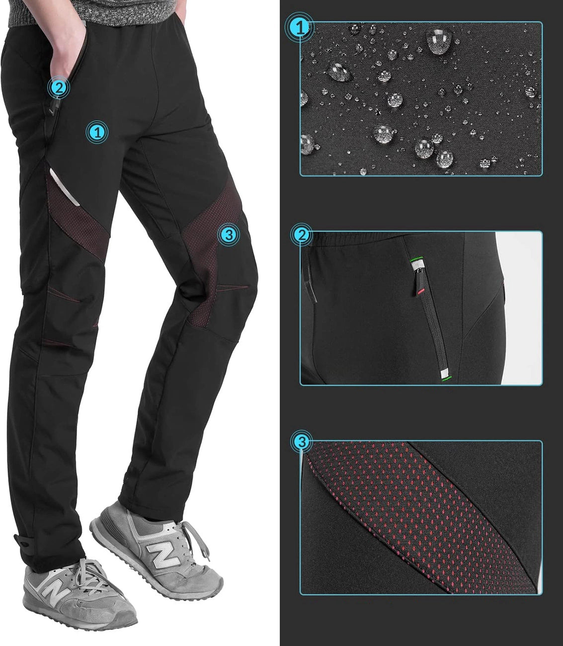 Rockbros Patrol Cycling Windproof Sports Pants Size XL - Black_4