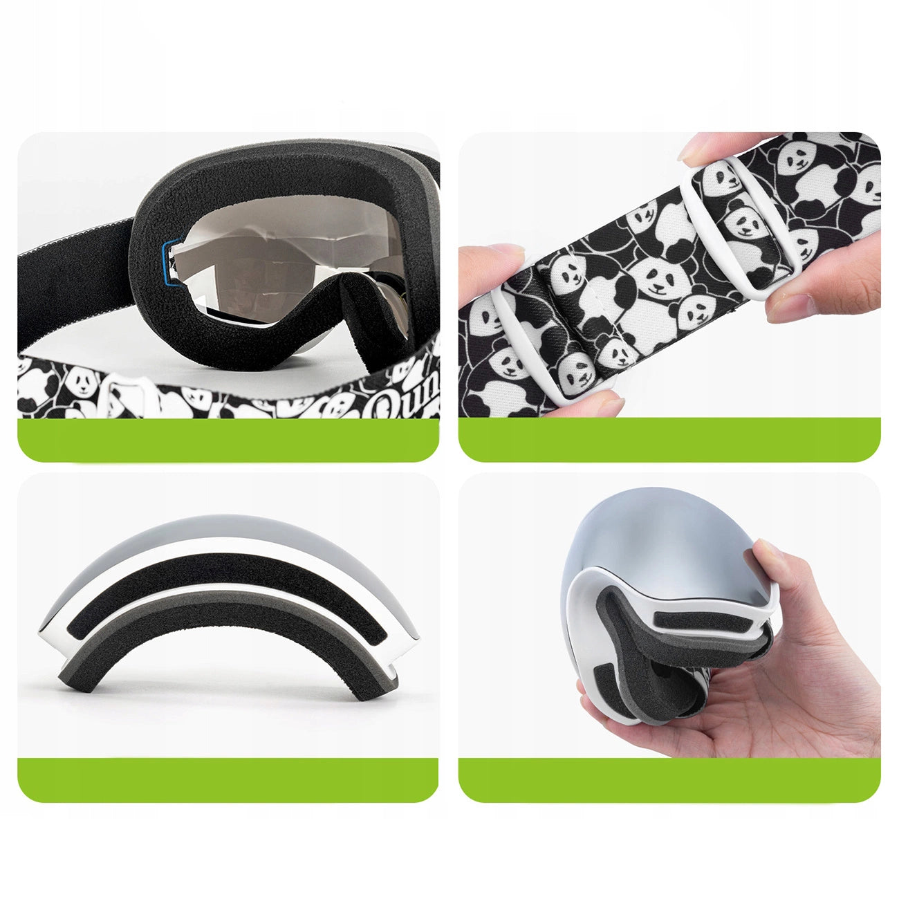Qunature Panda Ski Goggles for Kids - Black/White_4