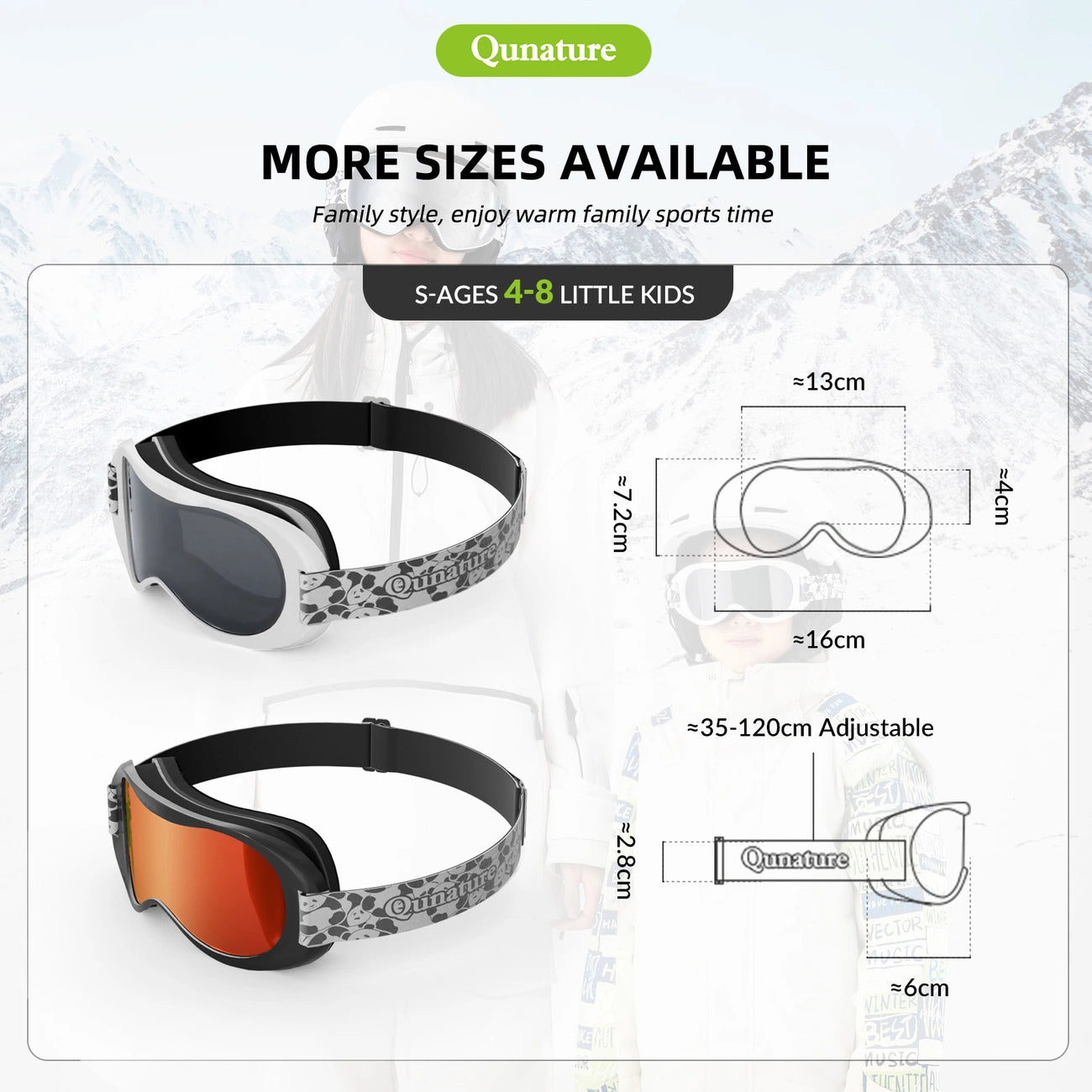 Qunature Panda Ski Goggles for Kids - Black/White_5