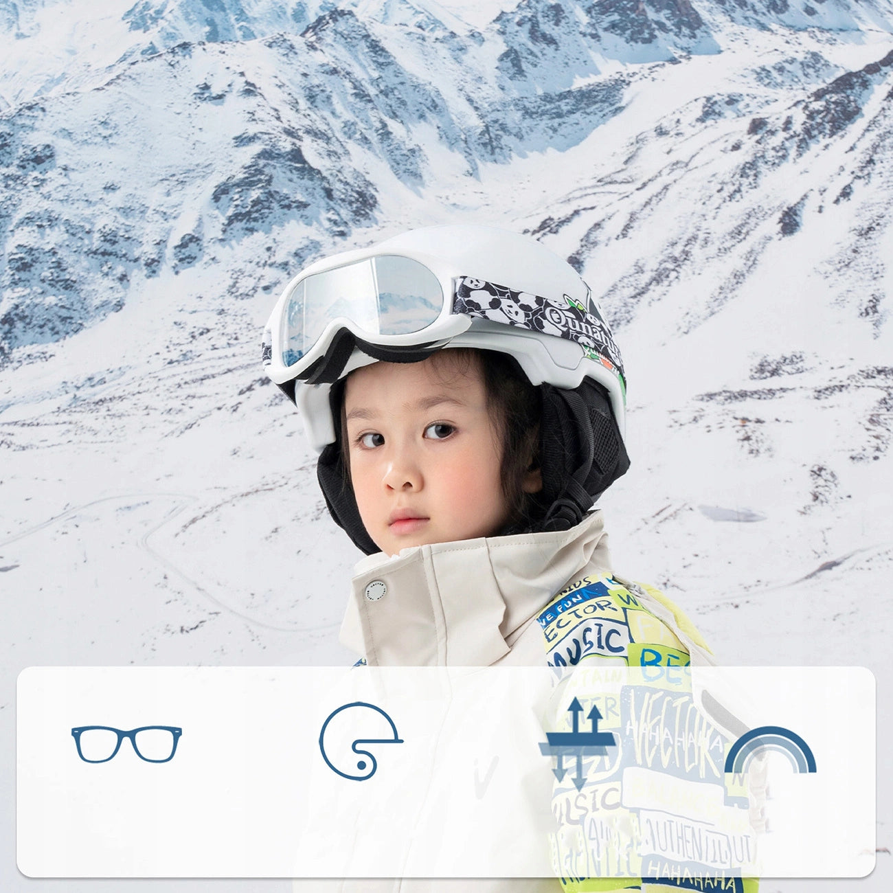 Qunature Panda Ski Goggles for Kids - Black/White_6