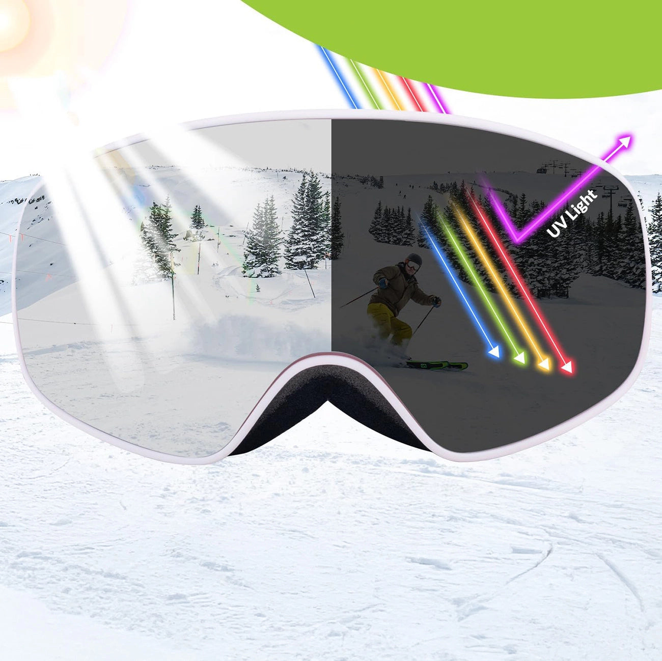 Qunature Pink Children's skiing goggles (medium/large children's version)_1