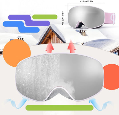 Qunature Pink Children's skiing goggles (medium/large children's version)_3