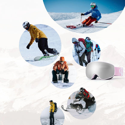 Qunature Pink Children's skiing goggles (medium/large children's version)_4