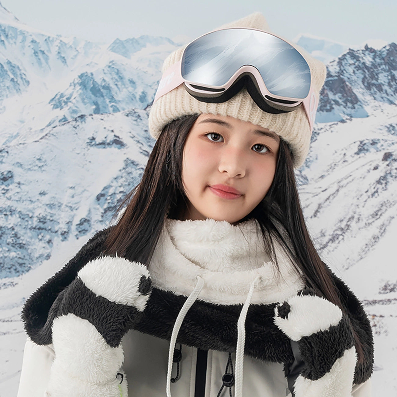 Qunature Pink Children's skiing goggles (medium/large children's version)_6