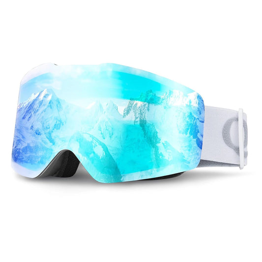 Qunature White Frameless Ski Goggles - White_0