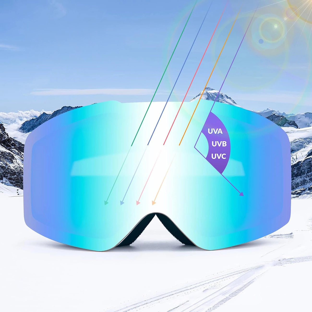 Qunature White Frameless Ski Goggles - White_1
