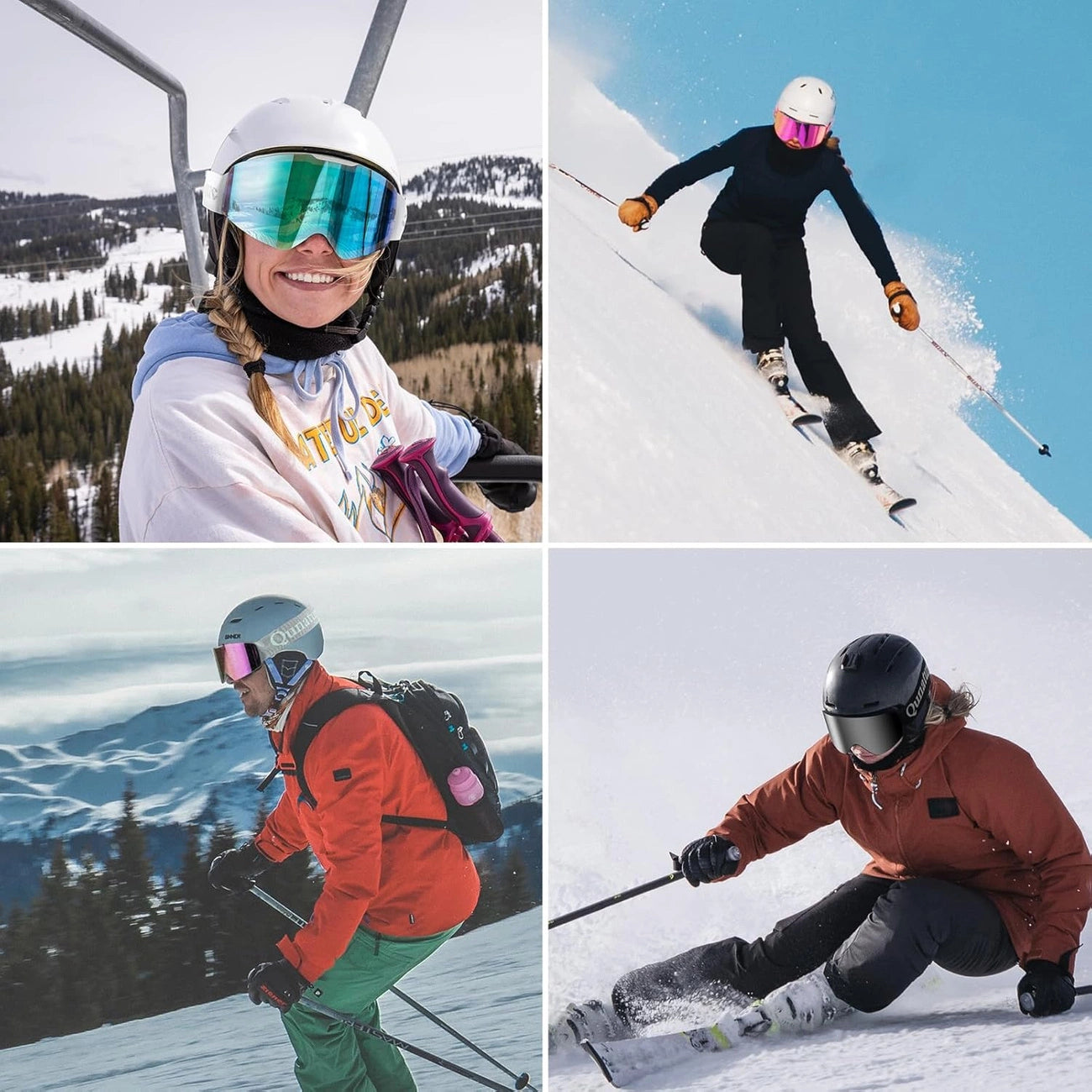 Qunature White Frameless Ski Goggles - White_4