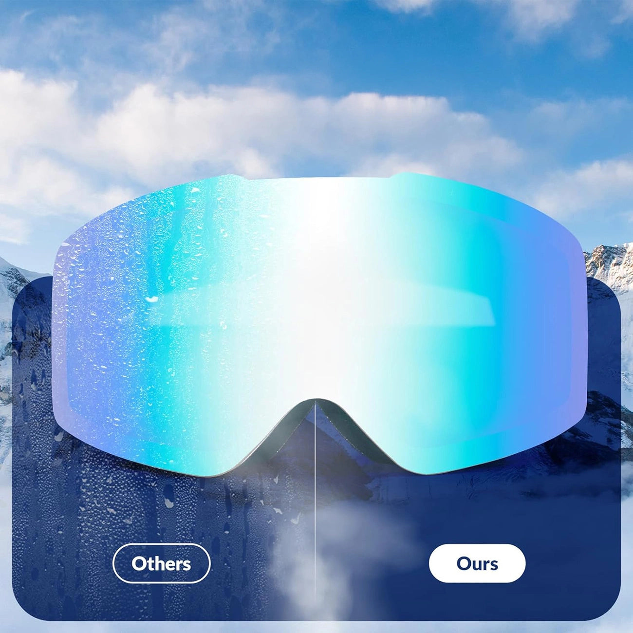 Qunature White Frameless Ski Goggles - White_2