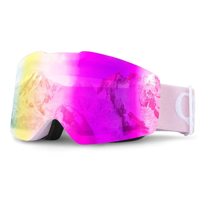Qunature Pink Frameless Ski Goggles - Pink_0