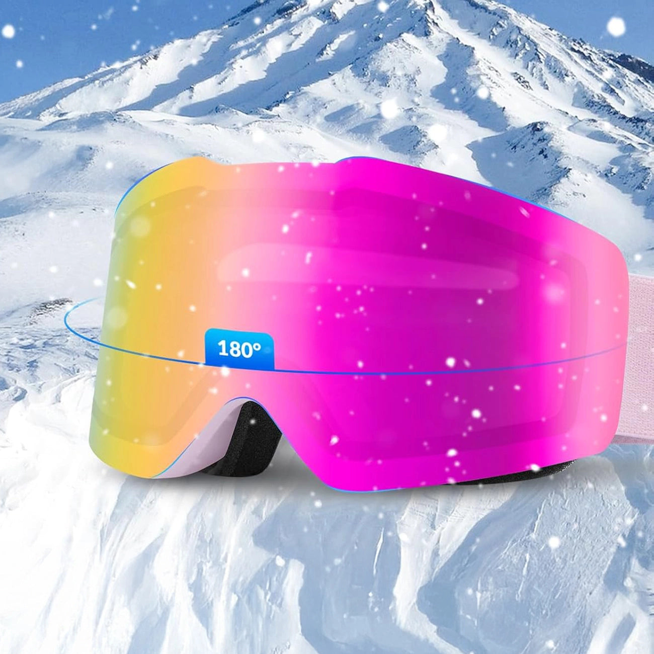 Qunature Pink Frameless Ski Goggles - Pink_2