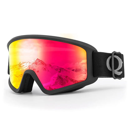 Qunature White Ski Goggles for Adults - Black_0