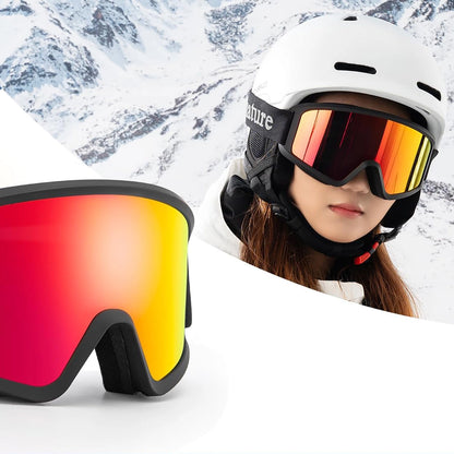 Qunature White Ski Goggles for Adults - Black_1