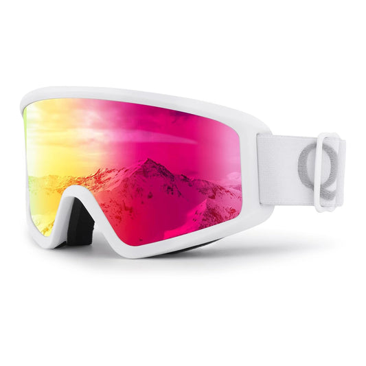 Qunature White Ski Goggles for Adults - White_0