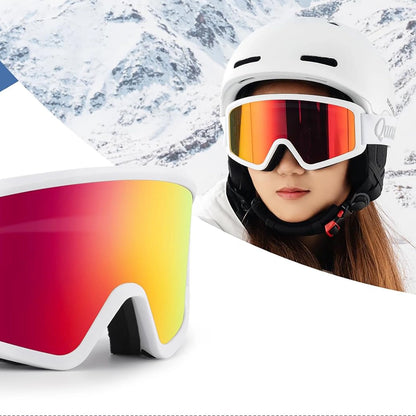 Qunature White Ski Goggles for Adults - White_2