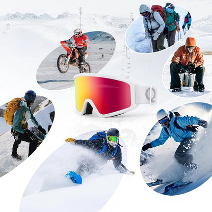 Qunature White Ski Goggles for Adults - White_4