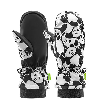 Qunature Panda Heat Transfer Ski Gloves Kids Size S - Black/White_0