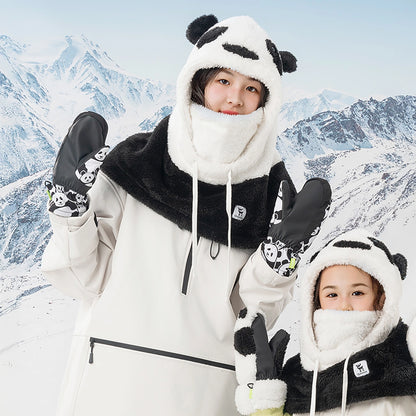 Qunature Panda Heat Transfer Ski Gloves Kids Size S - Black/White_10