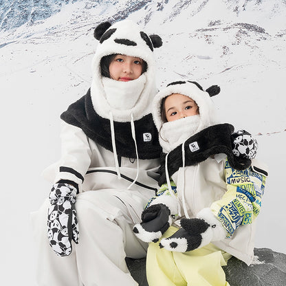 Qunature Panda Heat Transfer Ski Gloves Kids Size S - Black/White_3