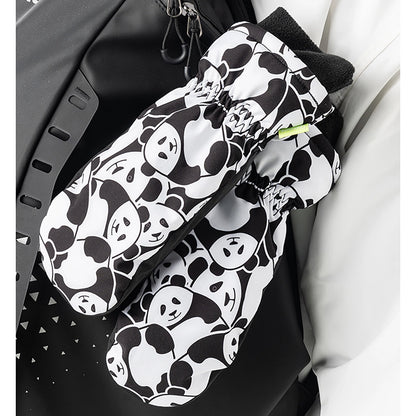 Qunature Panda Heat Transfer Ski Gloves Kids Size S - Black/White_6
