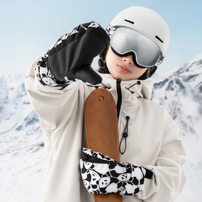 Qunature Panda Heat Transfer Ski Gloves Kids Size S - Black/White_7