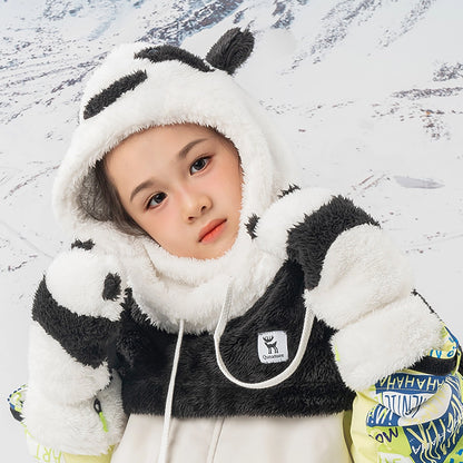 Qunature Panda Ski Gloves for Kids and Adults Size S - Black/White_1
