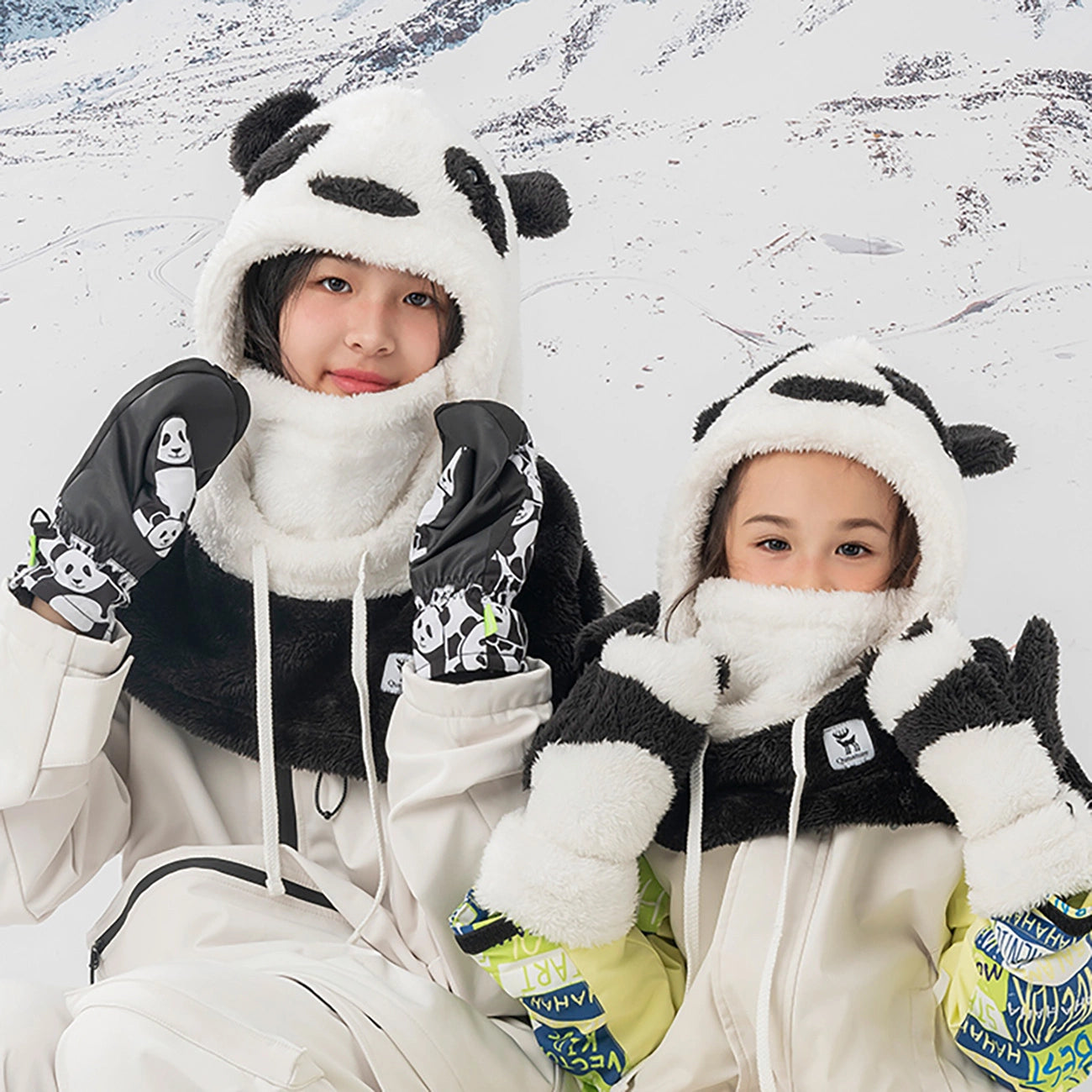 Qunature Panda Ski Gloves for Kids and Adults Size S - Black/White_5