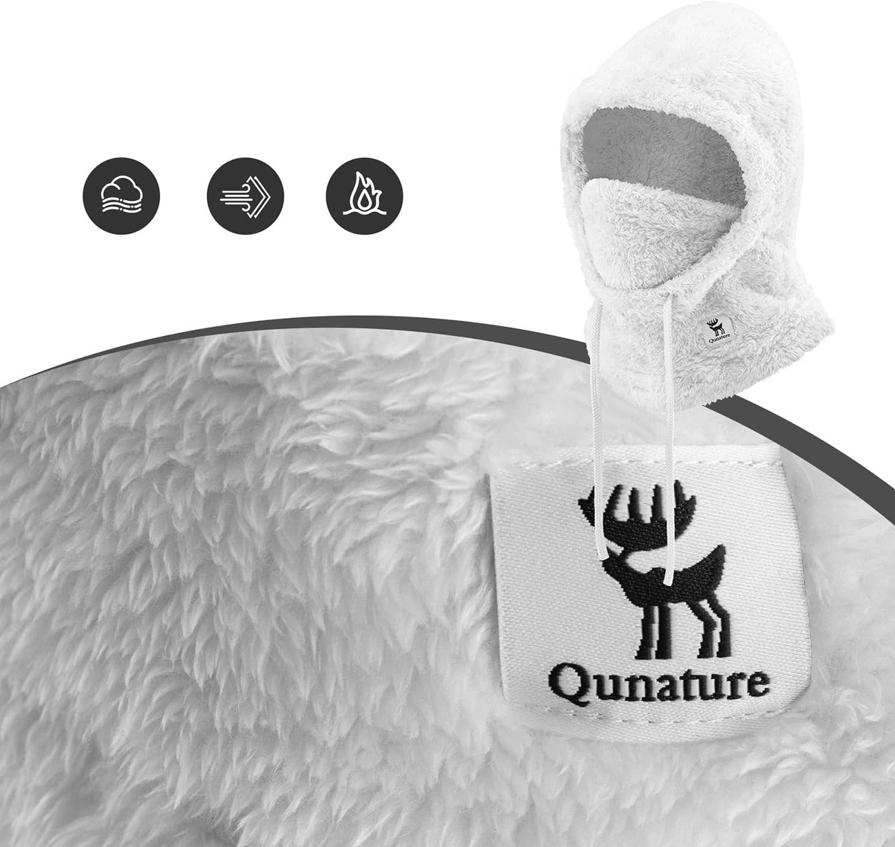 Qunature Arctic Velvet Ski Balaclava Size M - White_6