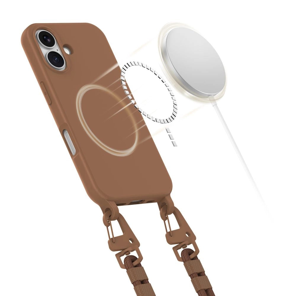 Tech-Protect MagNecklace MagSafe case with lanyard for iPhone 16 - brown_3