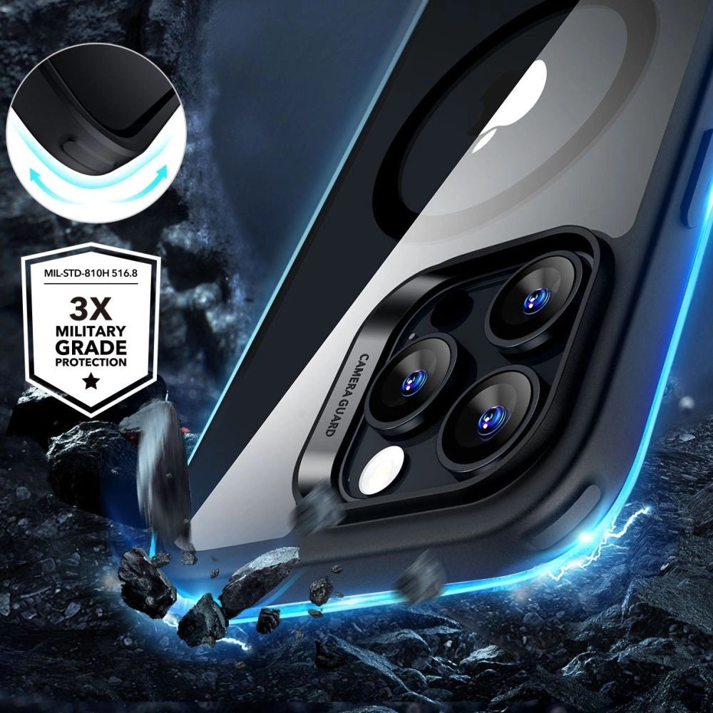 ESR Classic Hybrid Halolock MagSafe Case + Tempered Glass for iPhone 16 Pro Max - Clear with Black Frame_1