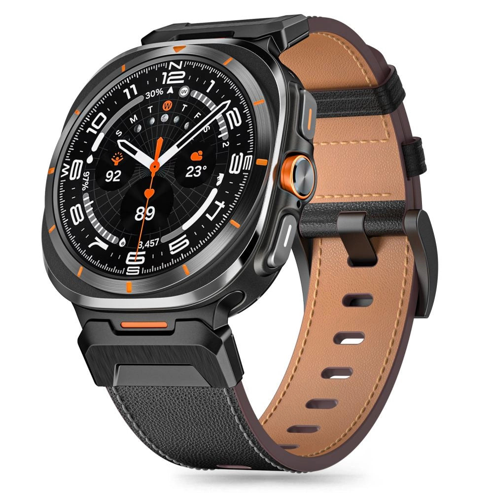 Tech-Protect Delta Pro Leather Strap for Samsung Galaxy Watch Ultra (47mm) - Black_0