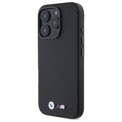 BMW Carbon Wrapped Metal iPhone 16 Pro Case - Black_1