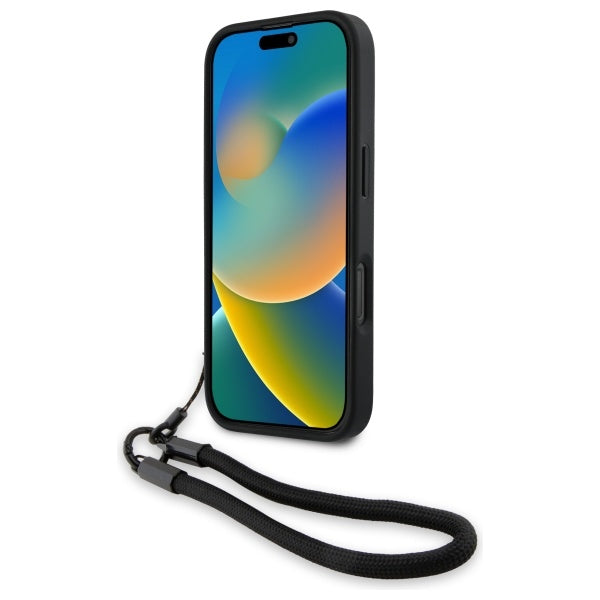 BMW Signature Leather Wordmark Cord Case for iPhone 16 Pro - Black_3