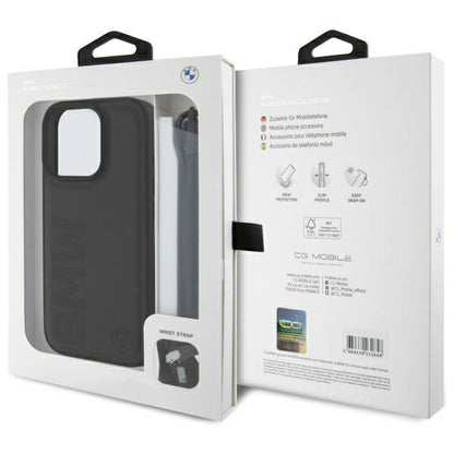 BMW Signature Leather Wordmark Cord Case for iPhone 16 Pro - Black_6