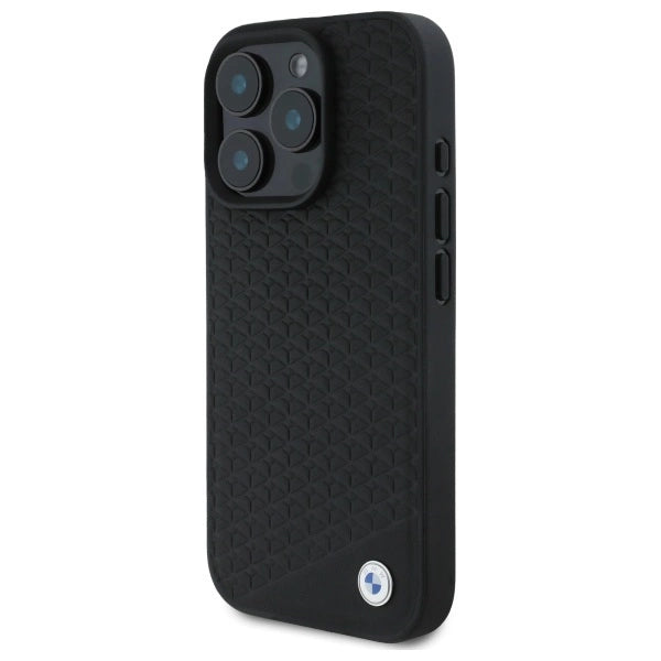 BMW Sign Leather Diamond Metal Logo MagSafe iPhone 16 Pro Case - Black_1