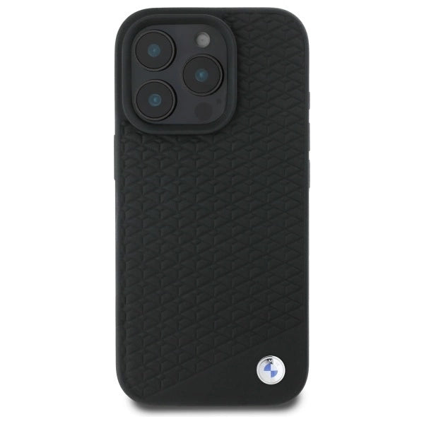 BMW Sign Leather Diamond Metal Logo MagSafe iPhone 16 Pro Case - Black_2