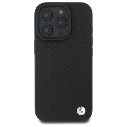 BMW Sign Leather Diamond Metal Logo MagSafe iPhone 16 Pro Case - Black_2