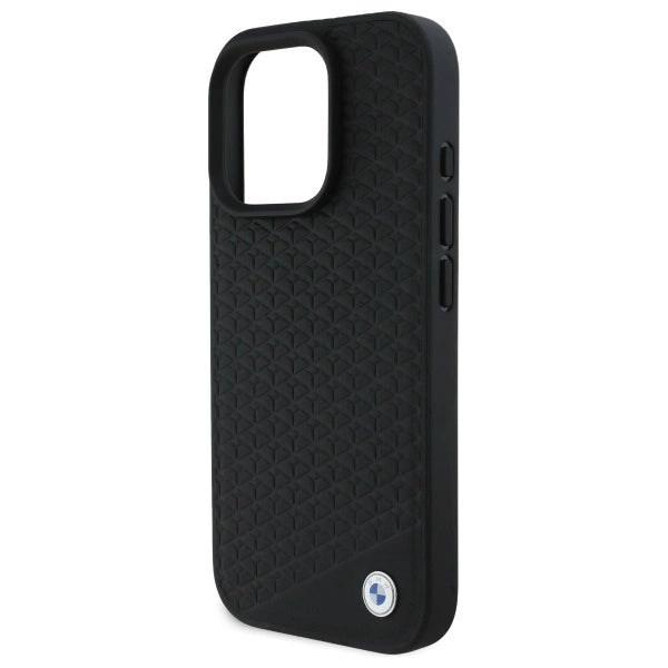 BMW Sign Leather Diamond Metal Logo MagSafe iPhone 16 Pro Case - Black_5