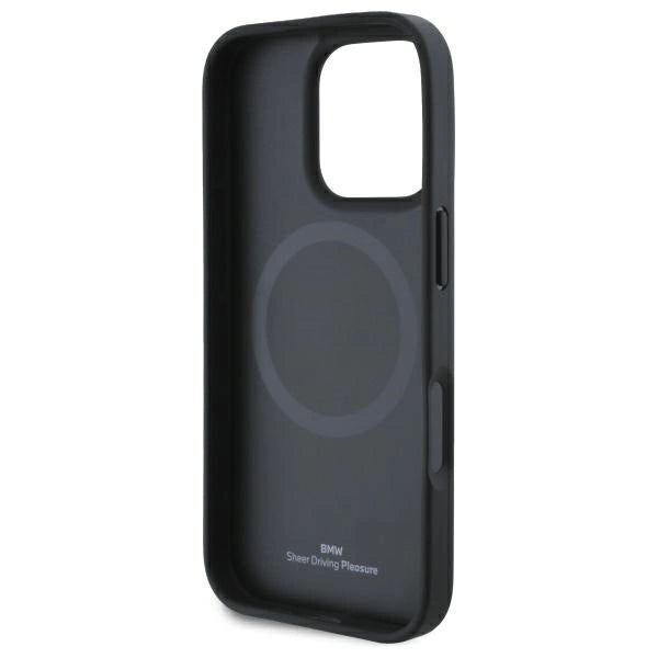 BMW Sign Leather Diamond Metal Logo MagSafe iPhone 16 Pro Case - Black_6