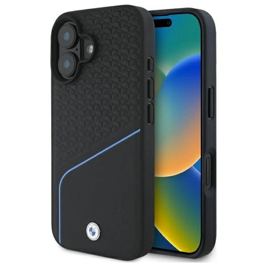BMW Sign Leather Textured And Line MagSafe iPhone 16 Case - Black_0