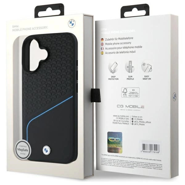 BMW Sign Leather Textured And Line MagSafe iPhone 16 Case - Black_7