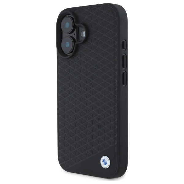 BMW Sign Leather Diamond Metal Logo MagSafe iPhone 16 Case - Black_1