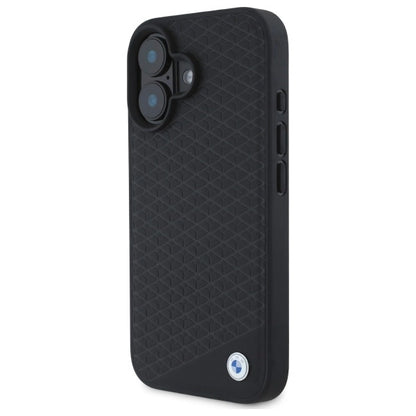 BMW Sign Leather Diamond Metal Logo MagSafe iPhone 16 Case - Black_1