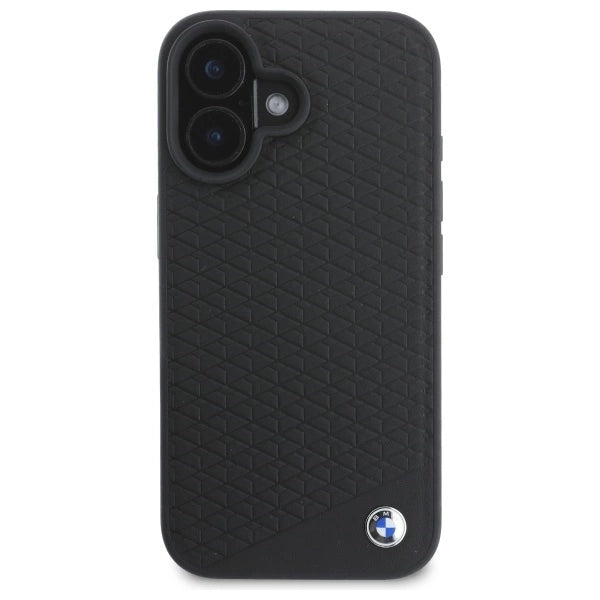 BMW Sign Leather Diamond Metal Logo MagSafe iPhone 16 Case - Black_2