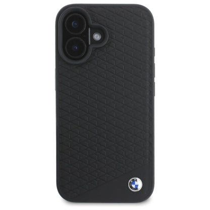 BMW Sign Leather Diamond Metal Logo MagSafe iPhone 16 Case - Black_2