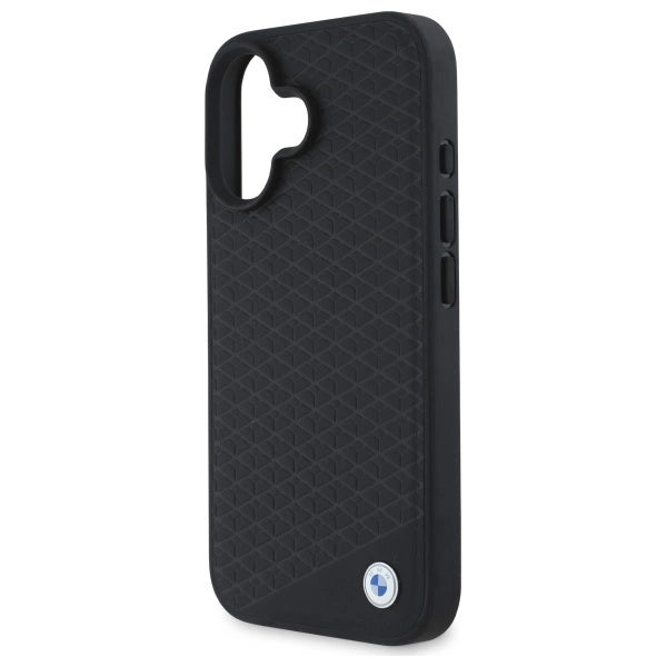 BMW Sign Leather Diamond Metal Logo MagSafe iPhone 16 Case - Black_5